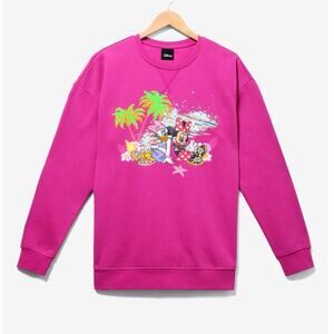 Disney Minnie Mouse and Daisy Duck Hot Pink Beach Crewneck — BoxLunch XS